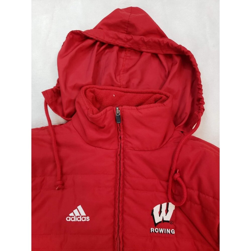 Adidas Women's XS Hooded Hiking Insulated Jacket Red Wisconsin Badger Nylon - Picture 5 of 12